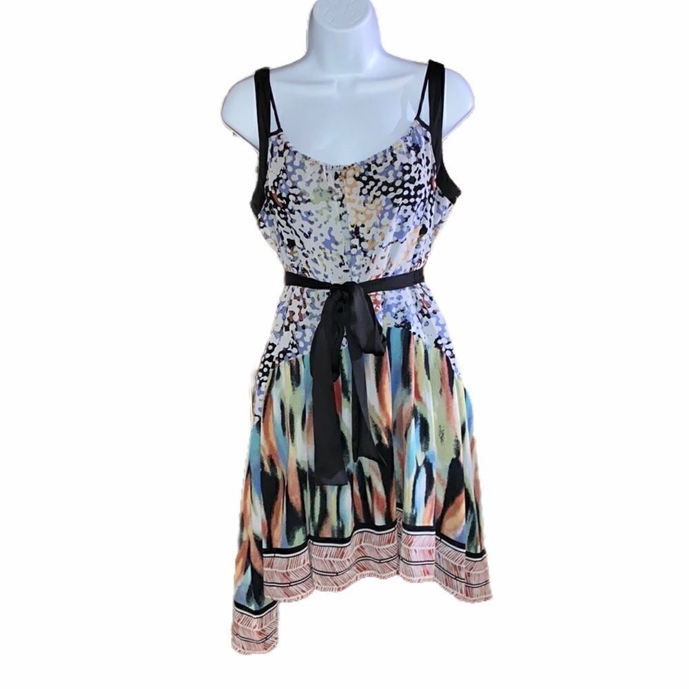 BCBG Sleeveless High Low Abstract Print Dress S
